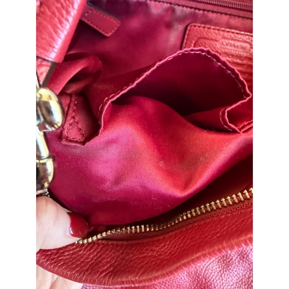 Coach Park Red Pebble Leather Hobo Shoulder Bag Purse Handbag F23293 - Picture 9 of 16